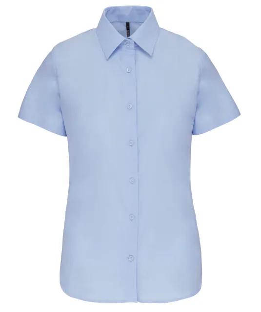 K536 - Dames Oxford blouse korte mouwen Oxford Blue