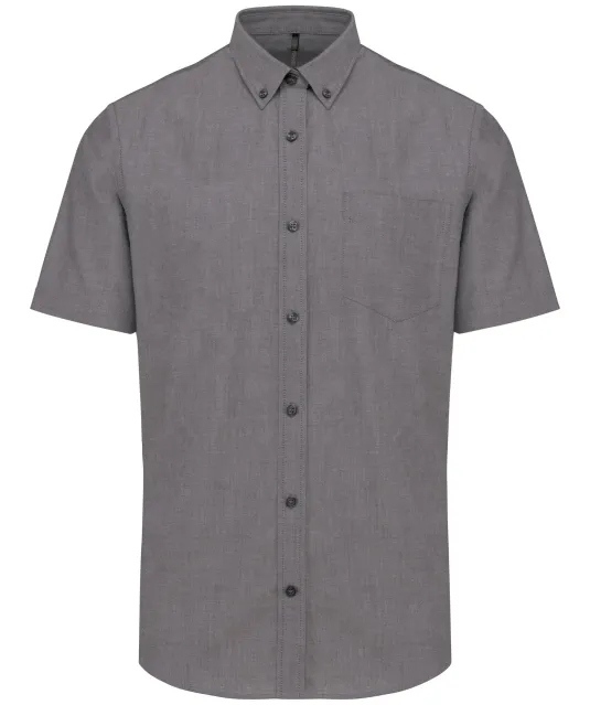 K535 - Heren Oxford overhemd korte mouwen Oxford Silver