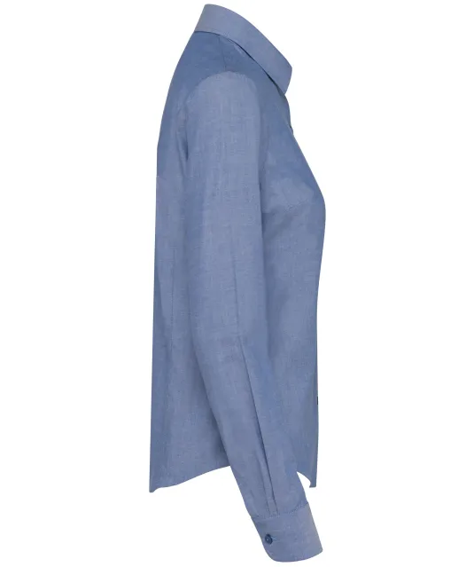 K534 - Dames Oxford blouse lange mouwen Oxford Cobalt Blue