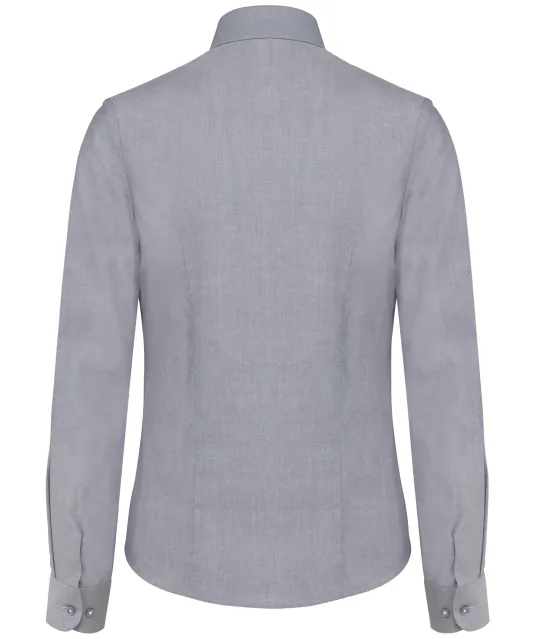 K534 - Dames Oxford blouse lange mouwen Oxford Zinc