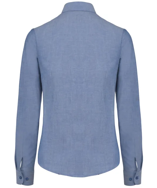 K534 - Dames Oxford blouse lange mouwen Oxford Cobalt Blue