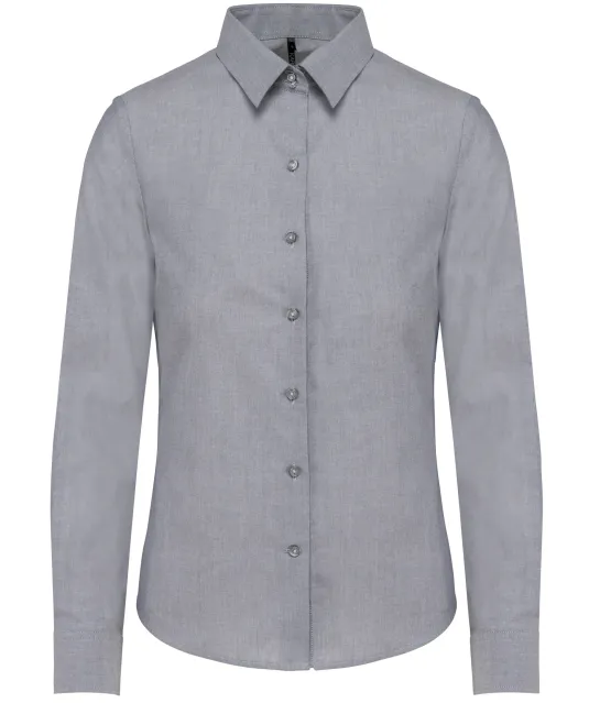 K534 - Dames Oxford blouse lange mouwen Oxford Zinc