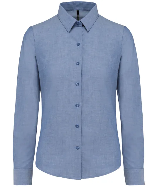 K534 - Dames Oxford blouse lange mouwen Oxford Cobalt Blue