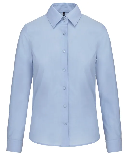 K534 - Dames Oxford blouse lange mouwen Oxford Blue