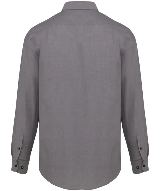 K533 - Heren Oxford overhemd lange mouwen Oxford Silver
