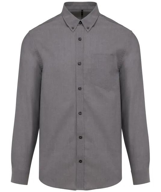 K533 - Heren Oxford overhemd lange mouwen Oxford Silver