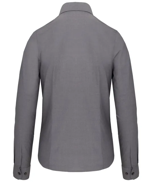 K534 - Dames Oxford blouse lange mouwen Oxford Silver