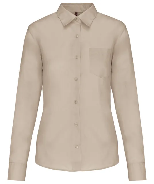 K549 - Overhemd in onderhoudsvriendelijk polykatoen-popeline dames Beige