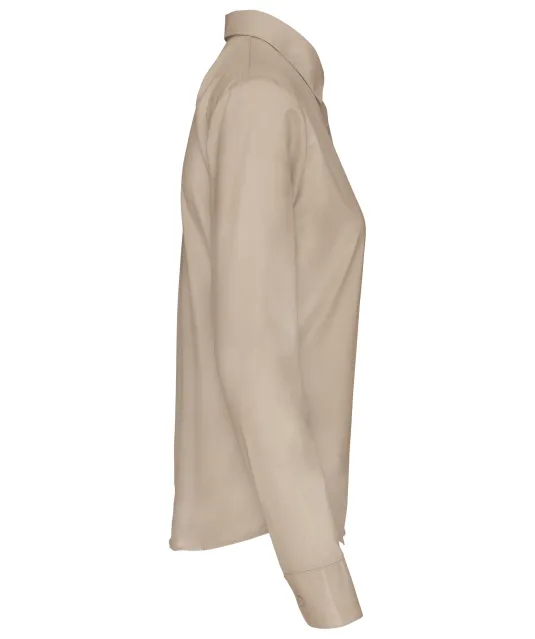 K549 - Overhemd in onderhoudsvriendelijk polykatoen-popeline dames Beige