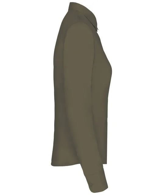 K549 - Overhemd in onderhoudsvriendelijk polykatoen-popeline dames Light khaki