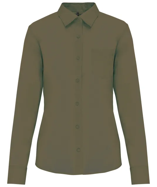 K549 - Overhemd in onderhoudsvriendelijk polykatoen-popeline dames Light khaki
