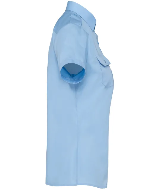 K504 - Damespilootoverhemd korte mouwen Sky Blue