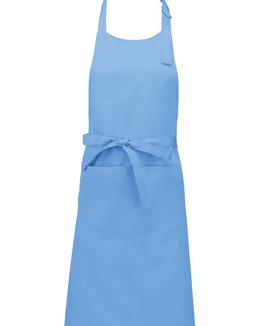 K885 - Katoenen schort met zak Sky Blue