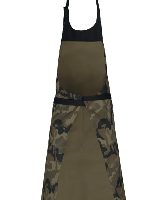 K885 - Katoenen schort met zak Olive Camouflage