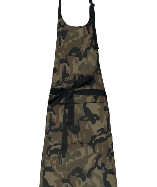 K885 - Katoenen schort met zak Olive Camouflage