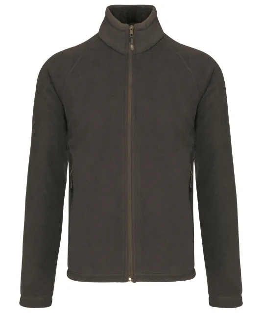 K917 - Microfleece met rits en raglanmouwen heren Dark Grey