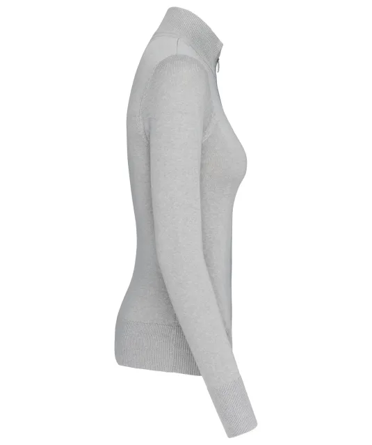 K962 - Dames cardigan met rits Grey Melange