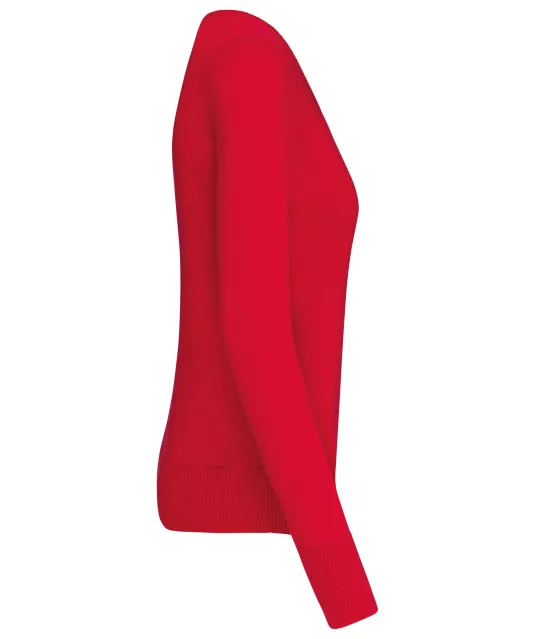 K966 - Dames pullover met v-hals Red