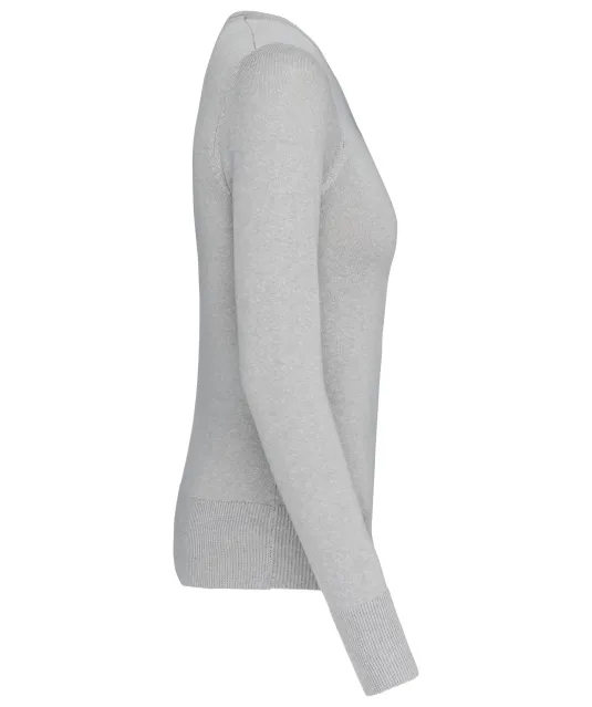K966 - Dames pullover met v-hals Grey Melange