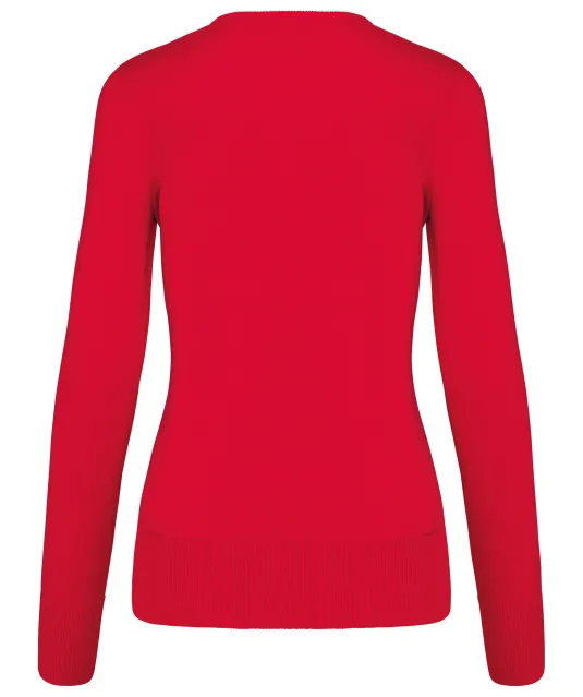 K966 - Dames pullover met v-hals Red