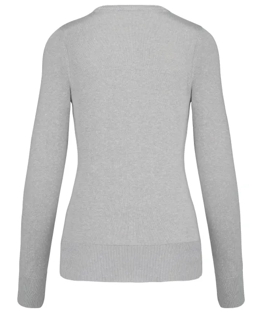 K966 - Dames pullover met v-hals Grey Melange