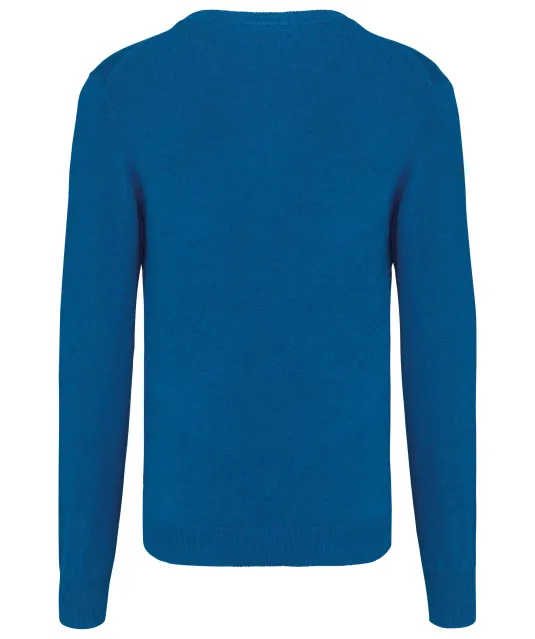 K982 - Premium pullover V-hals Mykonos Blue Heather