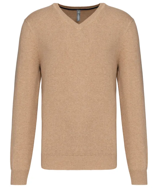 K982 - Premium pullover V-hals Camel Heather