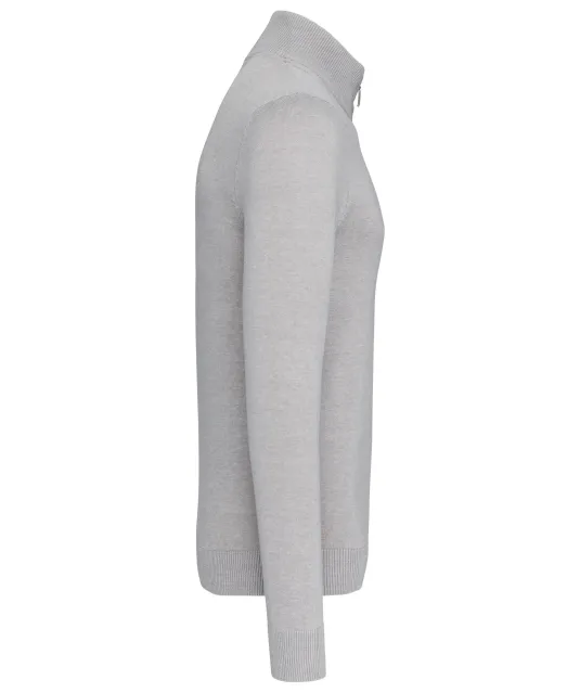 K970 - Heren pullover met ritskraag Grey Melange