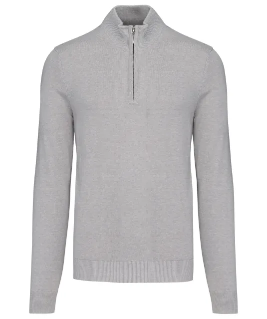 K970 - Heren pullover met ritskraag Grey Melange