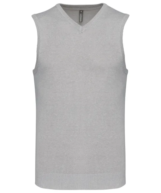 K969 - Heren spencer met v-hals Grey Melange