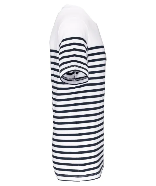 K3033 - Marine-t-shirt ronde hals Bio heren White / Navy Stripes