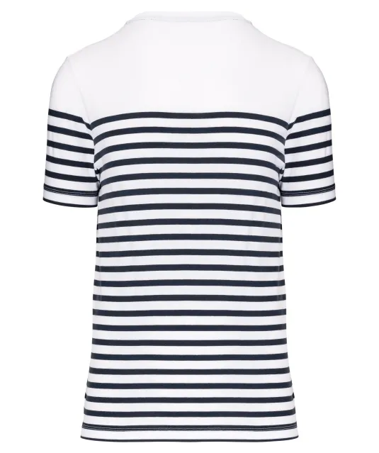 K3033 - Marine-t-shirt ronde hals Bio heren White / Navy Stripes