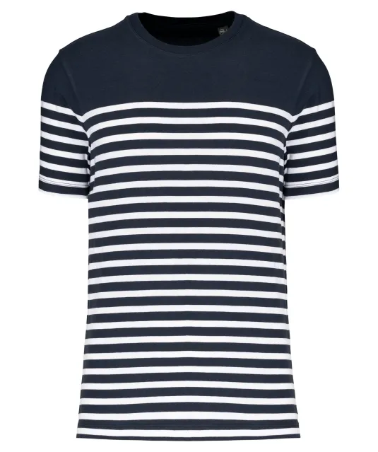K3033 - Marine-t-shirt ronde hals Bio heren Navy / White Stripes