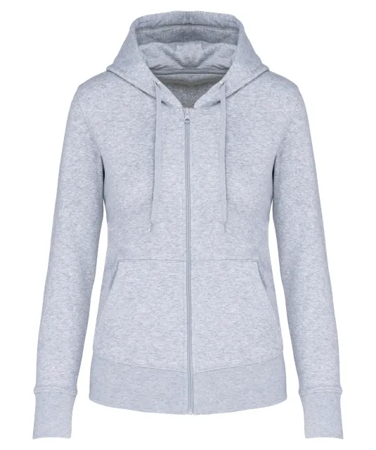 K4031 - Ecologische damessweater met capuchon en ritssluiting Oxford Grey