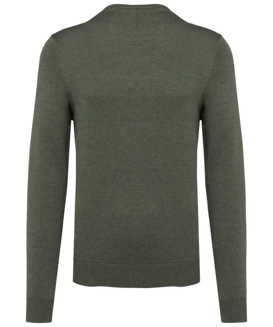 K965 - Heren pullover met v-hals Green Marble Heather