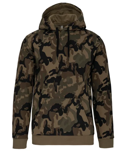 K476 - Herensweater met capuchon Olive Camouflage