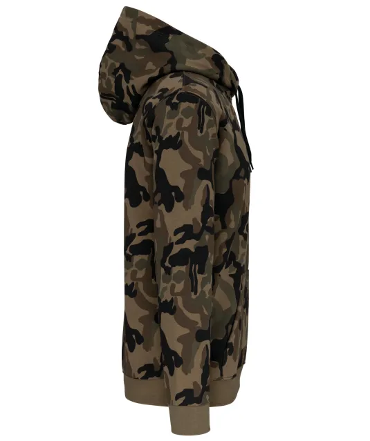 K476 - Herensweater met capuchon Olive Camouflage