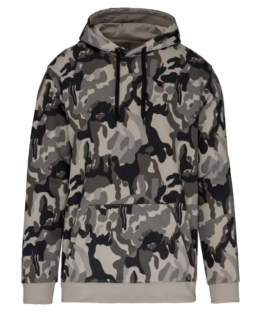 K476 - Herensweater met capuchon Grey Camouflage