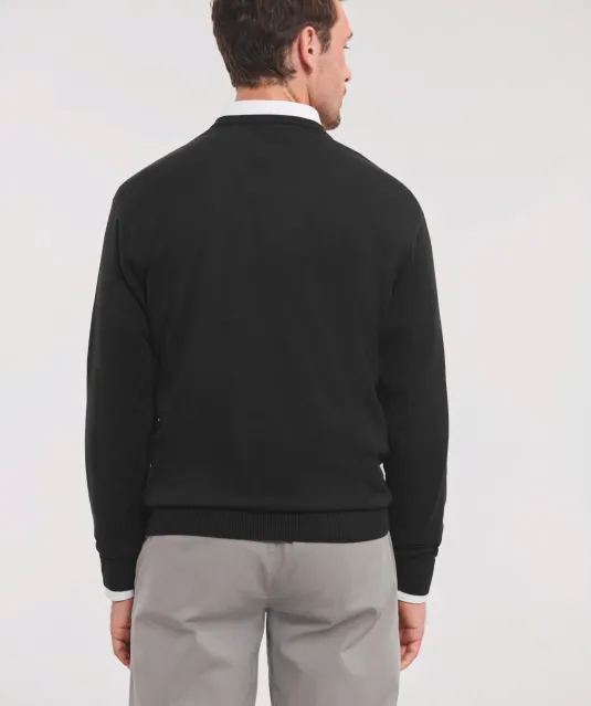 RU710M - V-neck Knitted Pullover Charcoal Marl
