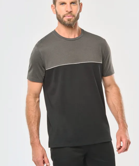 WK304 - Ecologisch tweekleurig uniseks T-shirt met korte mouwen Black / Forest Green