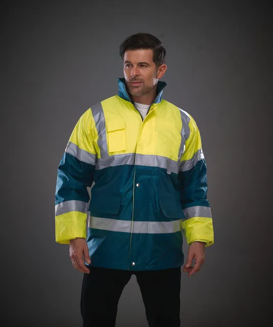 YHVP303 - Contrasterende veiligheidsjas Hi Vis Yellow / Green