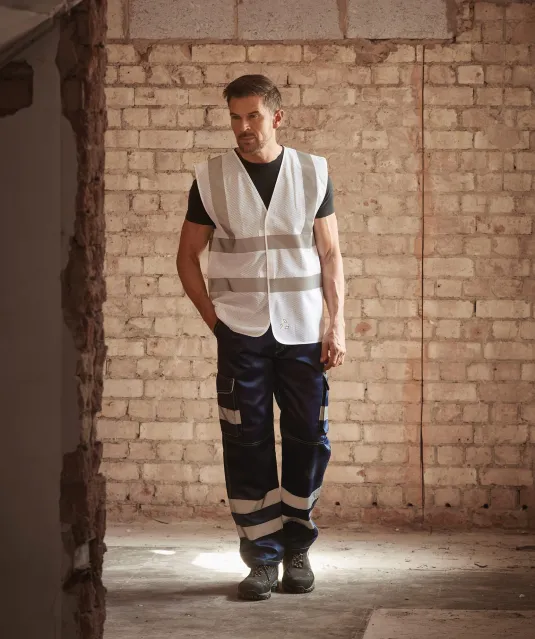 YHVW120 - Hoge zichtbaarheid hesje van gerecycleerd gaas Hi Vis Yellow