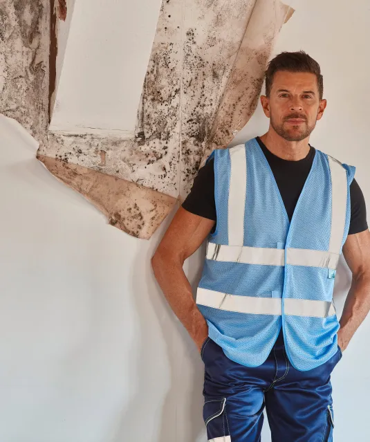 YHVW120 - Hoge zichtbaarheid hesje van gerecycleerd gaas Hi Vis Yellow