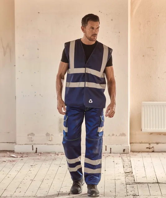 YHVW120 - Hoge zichtbaarheid hesje van gerecycleerd gaas Hi Vis Yellow