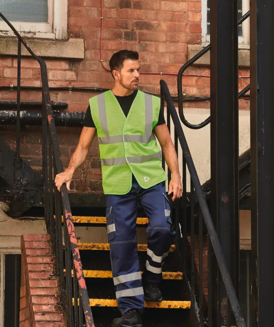 YHVW120 - Hoge zichtbaarheid hesje van gerecycleerd gaas Hi Vis Yellow