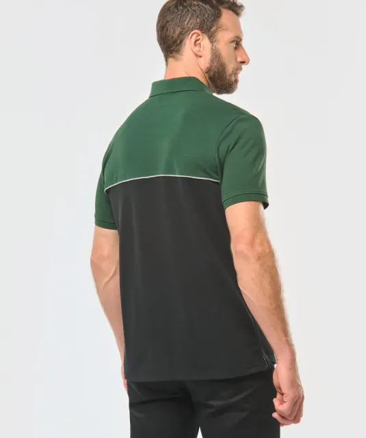WK210 - Ecologische uniseks polo met korte mouwen in twee kleuren Black / Forest Green