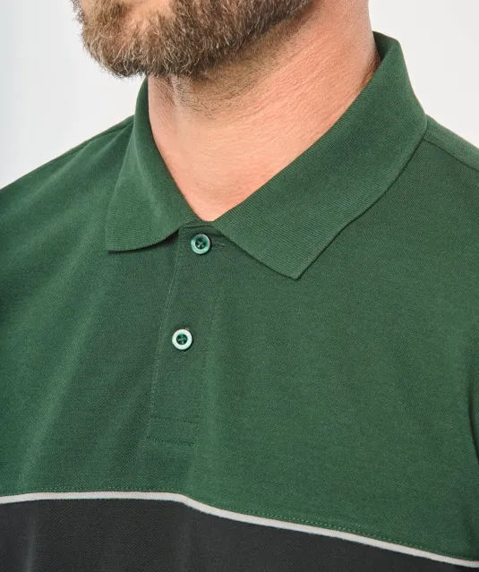 WK210 - Ecologische uniseks polo met korte mouwen in twee kleuren Black / Forest Green