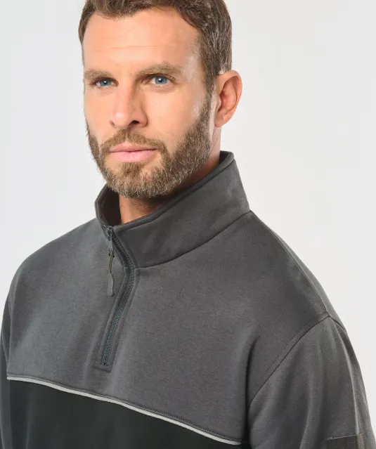 WK404 - Ecologische uniseks sweater met ritskraag Black / Forest Green