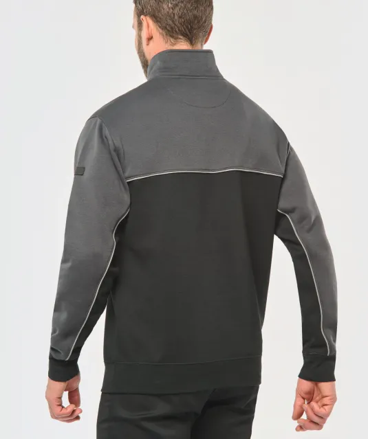 WK404 - Ecologische uniseks sweater met ritskraag Black / Forest Green