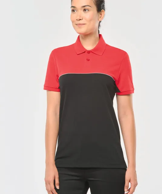 WK210 - Ecologische uniseks polo met korte mouwen in twee kleuren Black / Forest Green